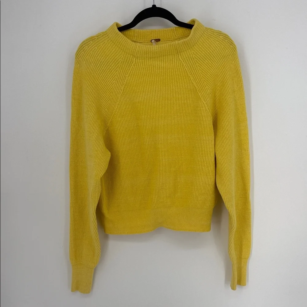 FREE PEOPLE Too Good Yellow Knit Pullover Sweater SIZE M
